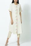 Buy_Khwaab by Sanjana Lakhani_White Cotton Round Embroidered Kurta _at_Aza_Fashions