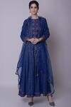 Buy_5X by Ajit Kumar_Blue Kurta Silk Organza Anarkali Set_at_Aza_Fashions