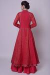 Shop_5x By Ajit Kumar_Red Kurta Chanderi Anarkali Set_at_Aza_Fashions
