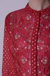 Shop_5x By Ajit Kumar_Red Kurta Chanderi Anarkali Set_Online_at_Aza_Fashions