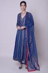 Buy_5x By Ajit Kumar_Blue Kurta Silk Organza Anarkali Set_at_Aza_Fashions