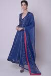 5x By Ajit Kumar_Blue Kurta Silk Organza Anarkali Set_Online_at_Aza_Fashions