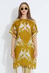 Buy_Aartivijay Gupta_Green Silk Printed Tunic_at_Aza_Fashions