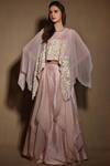 Buy_Vara by Vibha n Priti_Pink Paneled Skirt Set_Online_at_Aza_Fashions