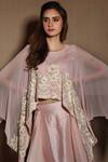 Shop_Vara by Vibha n Priti_Pink Paneled Skirt Set_Online_at_Aza_Fashions