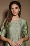 Buy_Vara by Vibha n Priti_Green Muga Silk Round Kurta Skirt Set _Online_at_Aza_Fashions