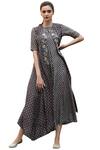Buy_Vara By Vibha N Priti_Grey Silk Muslin Printed Jumpsuit With Jacket_at_Aza_Fashions