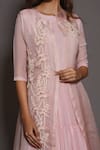 Buy_Vara by Vibha n Priti_Pink Chiffon Round Tiered Anarkali With Jacket _Online_at_Aza_Fashions