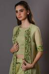 Buy_Vara by Vibha n Priti_Green Chiffon Embroidered Jacket Lehenga Set_Online_at_Aza_Fashions