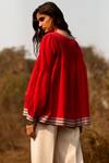 Shop_Payal Pratap_Red Cotton Round Handloom Smocked Top_at_Aza_Fashions