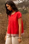 Payal Pratap_Red Cotton Round Top _Online_at_Aza_Fashions