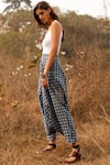 Payal Pratap_Blue Cotton Draped Pant  _Online_at_Aza_Fashions