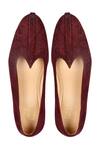 Buy_Sko_Maroon Embellished Velvet Mojris _at_Aza_Fashions