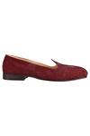Sko_Maroon Embellished Velvet Mojris _Online_at_Aza_Fashions