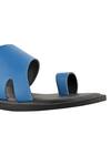 SKO_Blue Leather Strappy Flats _at_Aza_Fashions