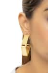 Varnika Arora_Gold Plated Geometric Hoop Earrings _Online_at_Aza_Fashions