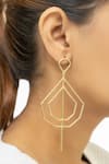 Varnika Arora_Gold Plated Geometric Danglers _Online_at_Aza_Fashions