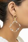 Varnika Arora_Gold Plated Geometric Danglers_Online_at_Aza_Fashions