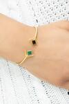 Shop_Varnika Arora_Gold Plated Stones Geometric Bracelet_at_Aza_Fashions