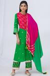 Heli Shah_Green Silk Kurta Set_Online_at_Aza_Fashions