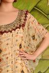 Shop_Malini Ramani_Beige Flat Chiffon Printed One Shoulder Dress_at_Aza_Fashions
