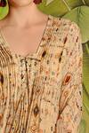 Malini Ramani_Beige Chiffon Printed Kaftan_Online_at_Aza_Fashions