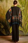 Shop_Malini Ramani_Black Cotton Linen Embellished Cape_at_Aza_Fashions