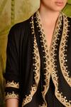 Malini Ramani_Black Knit Embroidered Asymmetric Jacket_Online_at_Aza_Fashions