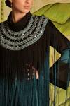 Malini Ramani_Black Knit Fringe Cape_Online_at_Aza_Fashions