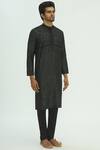 Sharbari Studio_Black Tussar Silk Kurta Set_Online_at_Aza_Fashions