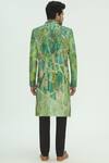 Shop_Sharbari Studio_Green Silk Hand Painted Sherwani Set _at_Aza_Fashions