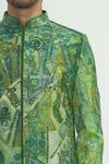 Sharbari Studio_Green Silk Hand Painted Sherwani Set _at_Aza_Fashions