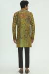 Shop_Sharbari Studio_Green Silk Hand Painted Sherwani Set _at_Aza_Fashions