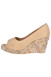 Shop_Veruschka by Payal Kothari_Beige Embroidered Wedges _Online_at_Aza_Fashions