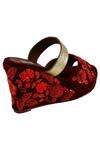 Shop_Veruschka By Payal Kothari_Maroon Embroidery Velvet Wedges_at_Aza_Fashions