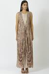 Buy_17:17 By Simmi Saboo_Beige Cotton Silk Embellished Jumpsuit With Jacket_Online_at_Aza_Fashions