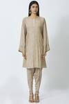 17:17 by Simmi Saboo_Beige Cotton Silk Round Embellished Kurta Dhoti Pant Set_Online_at_Aza_Fashions