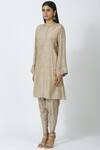Buy_17:17 by Simmi Saboo_Beige Cotton Silk Round Embellished Kurta Dhoti Pant Set_Online_at_Aza_Fashions