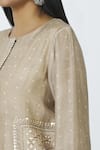 17:17 by Simmi Saboo_Beige Cotton Silk Round Embellished Kurta Dhoti Pant Set_at_Aza_Fashions