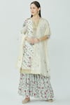 Buy Kunwarani Ritu White Cotton Split Printed Kurta Sharara Set at Aza Fashions Buy_Kunwarani Ritu_White Cotton Split Printed Kurta Sharara Set _at_Aza_Fashions