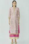 Buy Kunwarani Ritu Pink Georgette Notched Embellished Kurta Set Online at Aza Fashions Buy_Kunwarani Ritu_Pink Georgette Notched Embellished Kurta Set _Online_at_Aza_Fashions