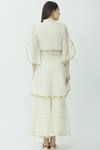 Shop_Kunwarani Ritu_White Mulmul Round Embroidered Kurta Sharara Set  _at_Aza_Fashions