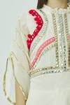 Kunwarani Ritu_White Mulmul Round Embroidered Kurta Sharara Set  _at_Aza_Fashions
