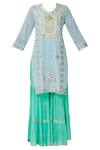 Buy Kunwarani Ritu Blue Cotton Round Printed Kurta Sharara Set Online at Aza Fashions Buy_Kunwarani Ritu_Blue Cotton Round Printed Kurta Sharara Set _Online_at_Aza_Fashions