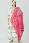 Kunwarani Ritu_White Cotton Split Printed Kurta Sharara Set  _Online_at_Aza_Fashions