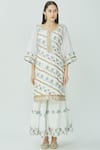 Buy_Kunwarani Ritu_White Cotton Split Printed Kurta Sharara Set  _Online_at_Aza_Fashions