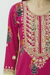 Kunwarani Ritu_Pink Muslin U Neck Printed Kurta Sharara Set  _at_Aza_Fashions