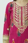 Kunwaraniritu_Pink Muslin U Neck Printed Kurta Lehenga Set _at_Aza_Fashions