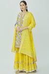 Buy Kunwarani Ritu Yellow Mulmul Notched Embellished Kurta Sharara Set at Aza Fashions Buy_Kunwarani Ritu_Yellow Mulmul Notched Embellished Kurta Sharara Set _at_Aza_Fashions