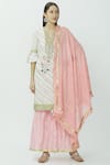 Kunwarani Ritu_Pink Muslin Round Printed Kurta Sharara Set  _Online_at_Aza_Fashions